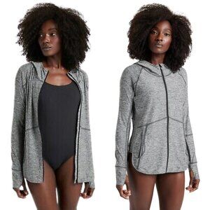 NWOT Athleta Pacifica Baja UPF Jacket Women's XS Gray Full Zip Hooded Activewear
